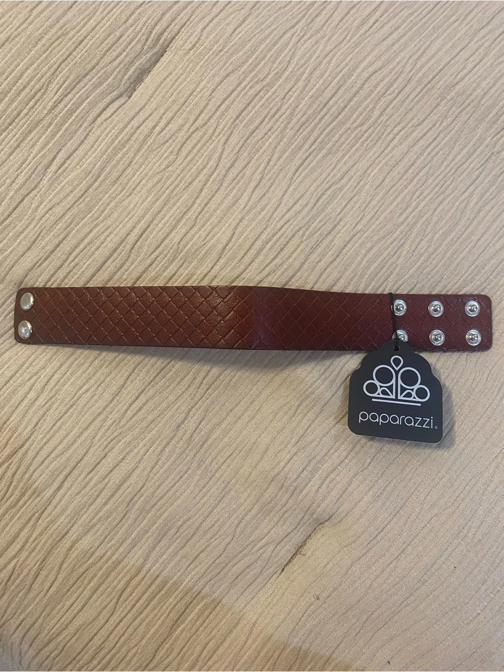 Paparazzi Men's Dark Brown Woven Leather Snap Bracelet
